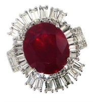 14k Gold 12.27 ct Oval Ruby & Diamond Ring