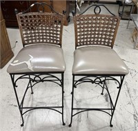 Pair of Metal and Woven Bar Stools