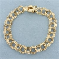 Tripple Loop Charm Bracelet in 14k Yellow Gold