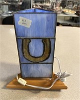 Faux Stain Glass Horse Shoe Table Lamp