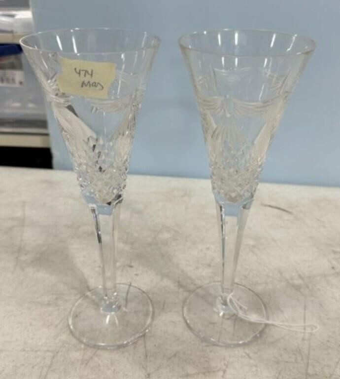 Pair of Waterford Crystal Anniversary Champagne Gl