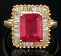 14kt Gold 5.07 ct Ruby & Diamond Ring