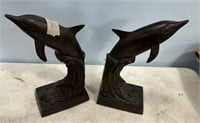 Pair of Metal Dolphin Sculpture Bookends