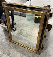 Reproduction Black and Gold Beveled Mirror