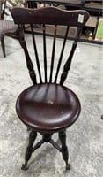 Antique Wood Piano Stool Chair Adjustable