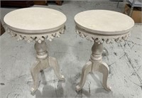 Pair of White Guild Master Co. Pedestal Tables