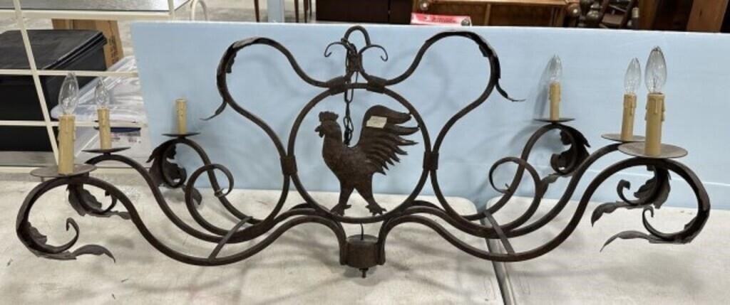 Wrought Iron Rooster Hanging Light Fixture