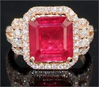 14kt Gold 6.06 ct Ruby & Diamond Ring
