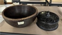Tribal Style Wood Bowl and Trinket Box