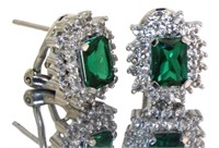 Radiant Cut 3.30 ct Emerald French Lock Earrings