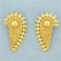 Indian Clip Back Statement Earrings in 22k Yellow