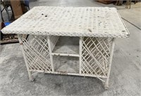 Antique White Wicker Patio Table