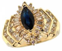 14kt Gold Natural 1.88 ct Sapphire & Diamond Ring