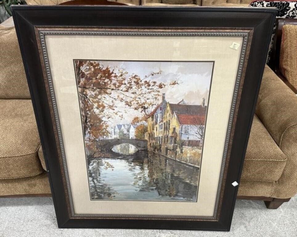 Large Framed Venice Waterway Print