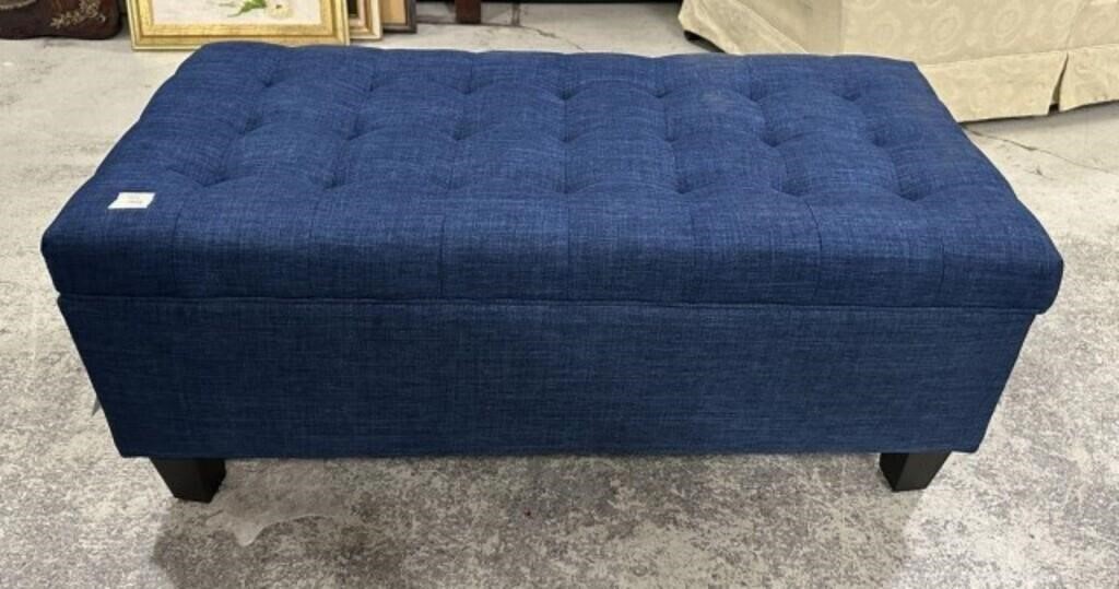Modern Blue Upholstered Storage Trunk