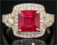 14kt Gold 4.98 ct Ruby & Diamond Ring