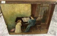 Vintage Music Room Painting on Board