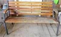 Large Iron & Wood Bench