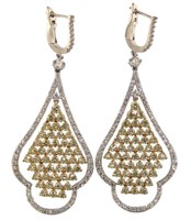 14kt Gold 5.71 ct Fancy Yellow Diamond Earrings