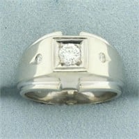 Mens Diamond Ring in 14k White Gold
