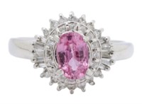 Platinum 1.44 ct GIA Pink Sapphire & Diamond Ring