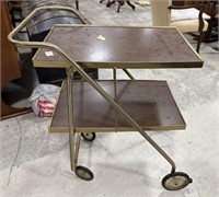 Mid Century Brass Color Serving Cart