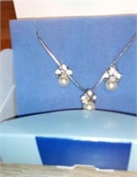 Avon CZ Heart Earrings & Necklace & Earring Set