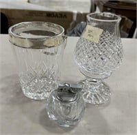 Crystal Glass Candle Stand, Mini Ice Bucket and Li