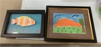 Two Framed Children's Artworks