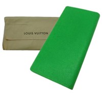 Louis Vuitton Green Leather Long Wallet