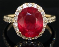 14kt Gold 8.87 ct Oval Ruby & Diamond Ring