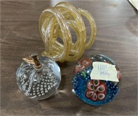 Art Glass Sphere and Glass Paper Weights