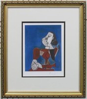 SEATED WOMAN PRINT PLATE SIGN BY PABLO PICASSO