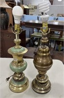 Two Mid Century Style Brass Table Lamps