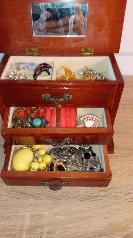 Jewelry Box with Assorted Jewelry