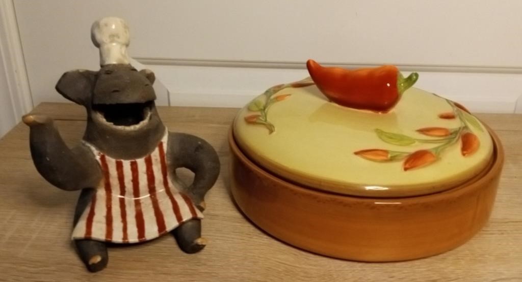 Clay Art Kitchen Dish & Mary Garber Signed POGS