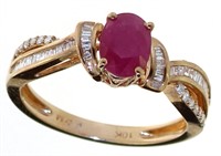 10kt Rose Gold Natural 1.25 ct Ruby & Diamond Ring