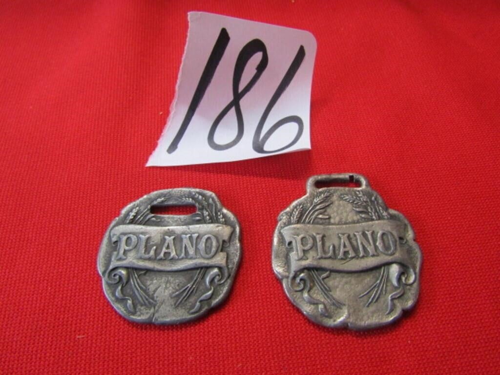 2- PLANO INDEPENDENT HARVESTER CO WATCH FOBS