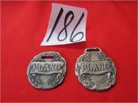 2- PLANO INDEPENDENT HARVESTER CO WATCH FOBS