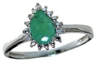 Pear Cut Natural Emerald & Diamond Ring