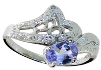 Quality Natural Tanzanite & Diamond Designer Ring