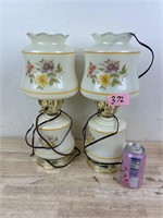 Two Vintage Matching Floral Lamps