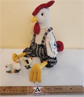 Fabric Rooster & Duck and Rooster Figurines