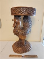 Large Wood Carved Rooster Table