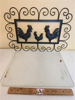 Metal Rooster Wall Decor, Large Cutting Board