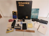 Office Supplies, Dictionary, Atlas, Stapler,