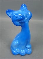 Fenton Blue Slag FAGCA Carnival Glass Happy Cat