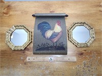 Small Mirrors & Rooster Wall Art
