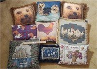 Decorative Pillows: Dog, Swan, Rooster, Fruit, etc