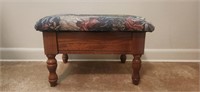 Wooden Footstool w/ Lift up Hinged Storage